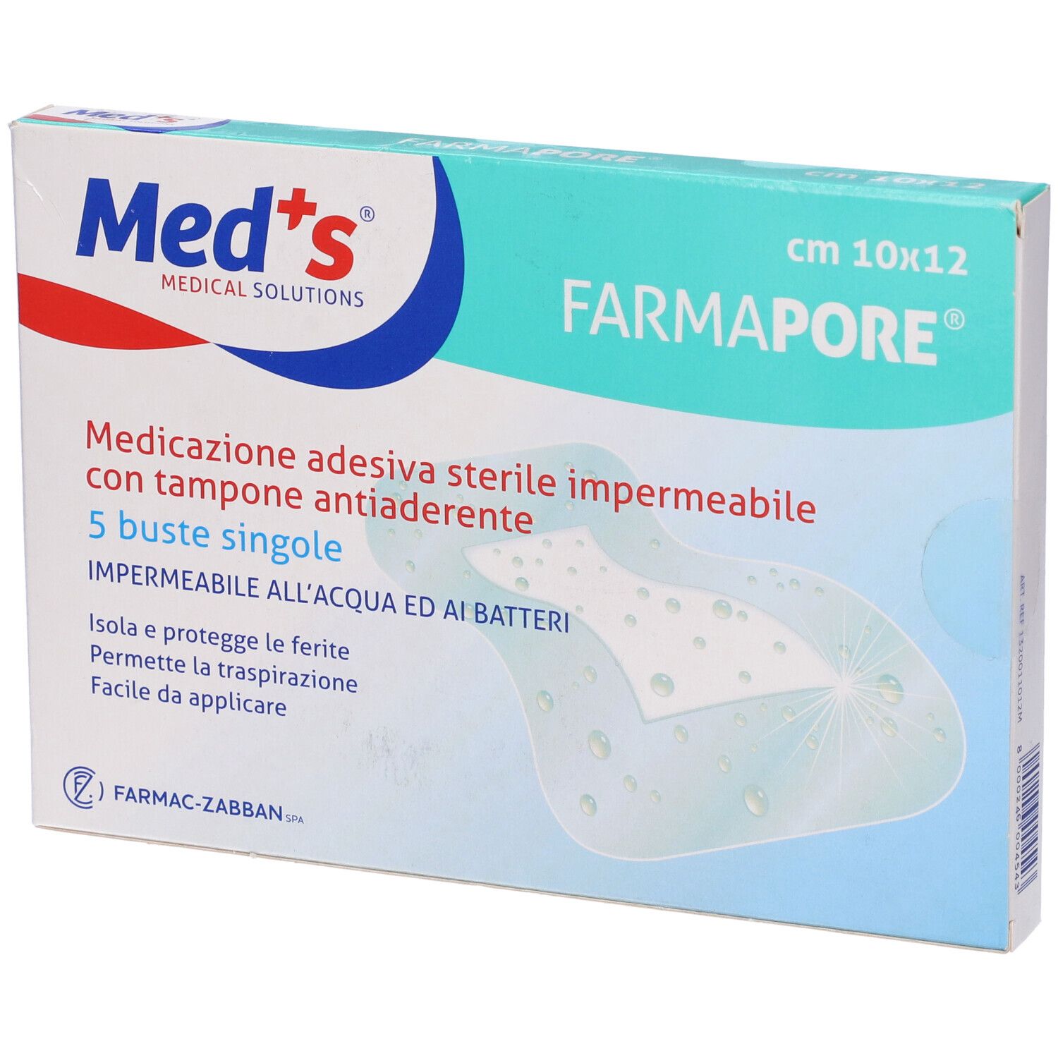 Medicazione Meds Pore Adesiva Impermeabile 10X12Cm 5 Pezzi