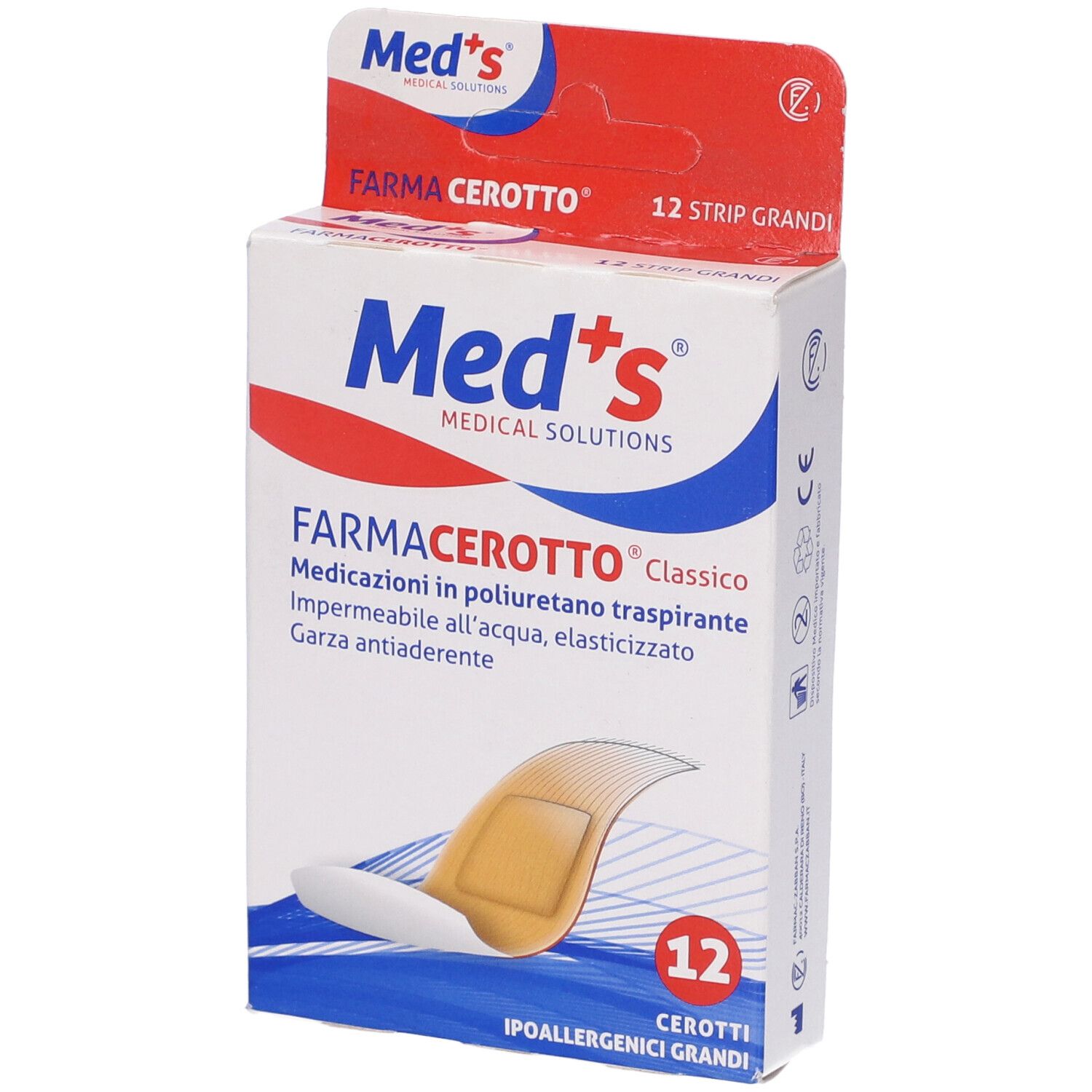 Cerotto Meds Strip Poliuretano Ipoallergenico Classico Grande 12 Pezzi