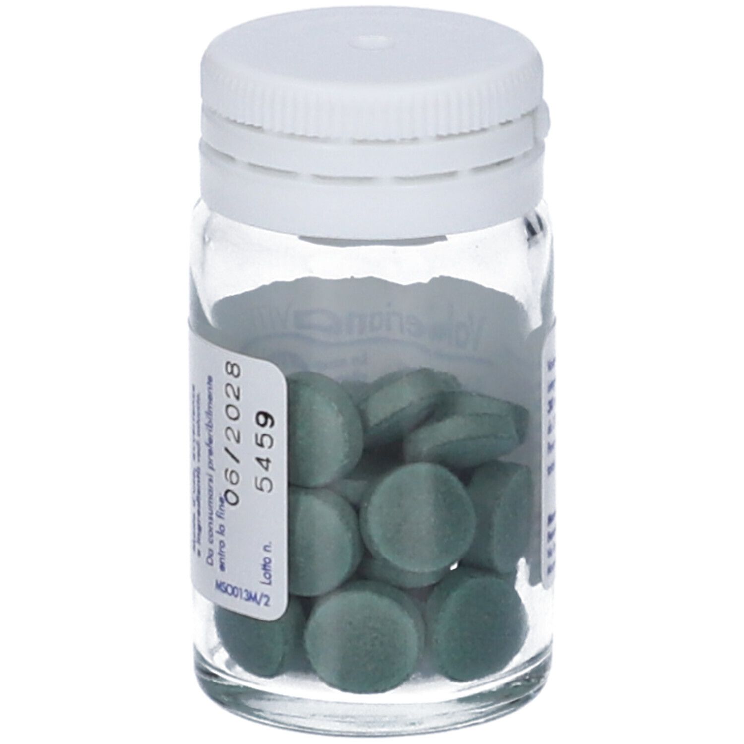 Valeriana Viti Tabletten: Rückseite der Glasflasche mit Verfallsdatum 06/2028 und Chargennummer 5459.