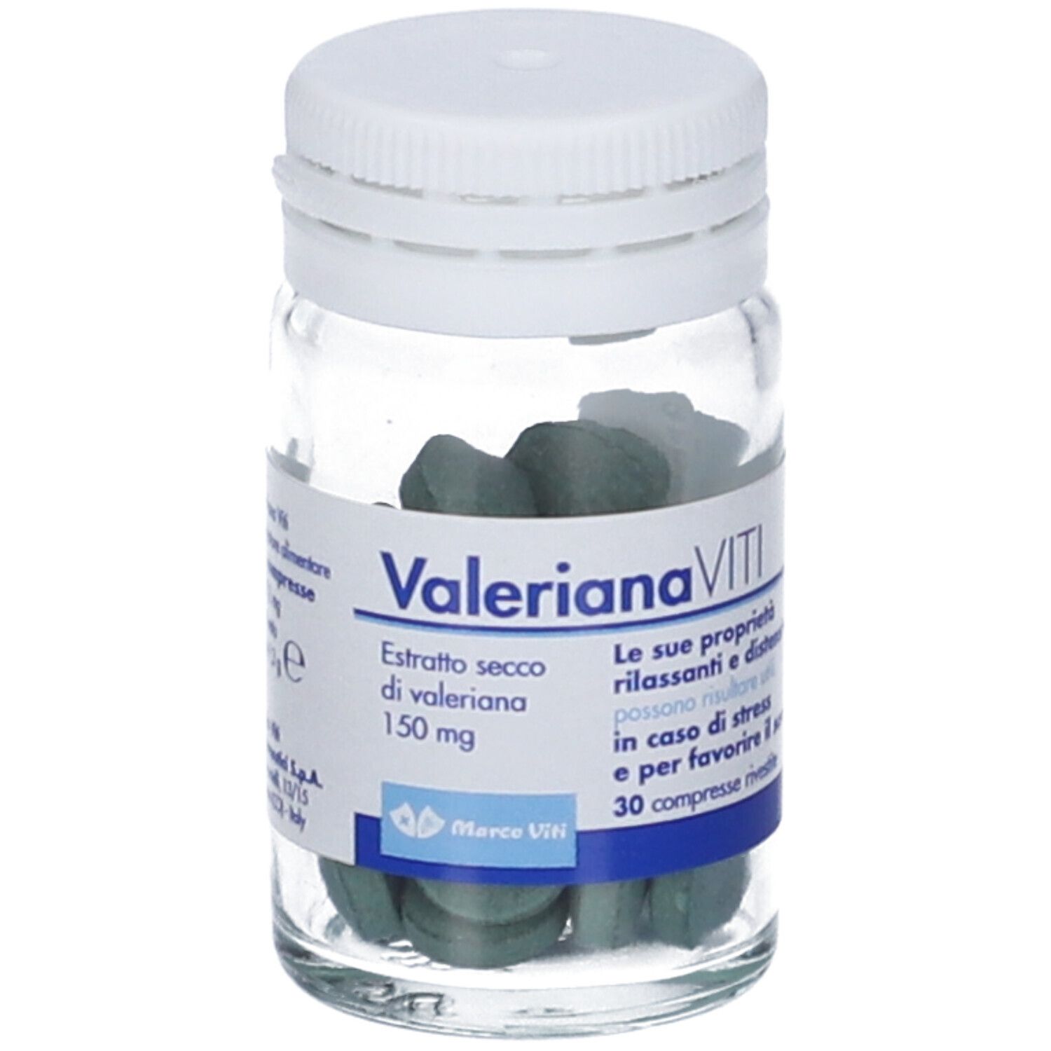 Valeriana Viti Tabletten: Glasflasche mit 30 umhüllten Tabletten, 150 mg Valerianextrakt. Marco Viti.