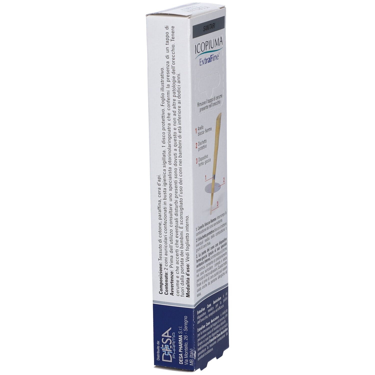 Schmale Verpackung mit Produktinformationen. Sichtbar: Produktname, Marke, und Inhaltsstoffe. Rückansicht der Verpackung.