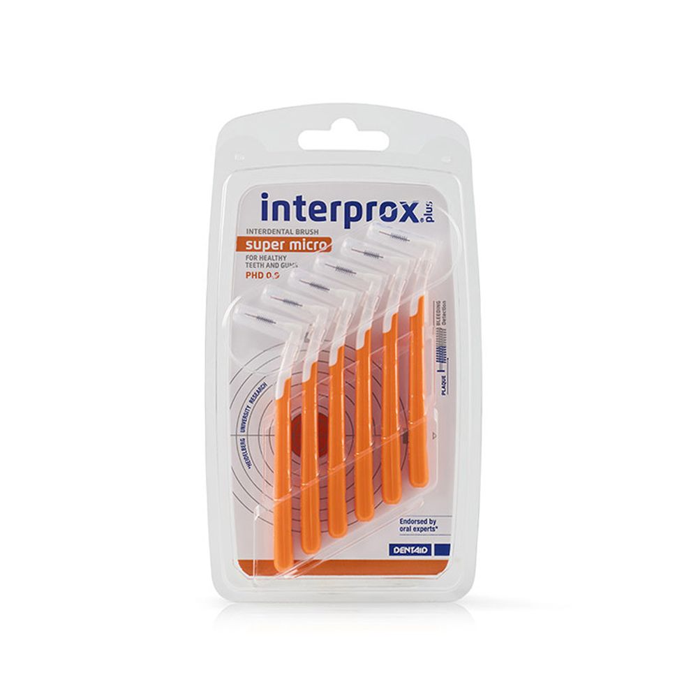Interprox Plus Super micro 6 Scovolini Arancioni, Anti-Placca e Anti-Carie per spazi interdentali più piccoli (PHD 09)