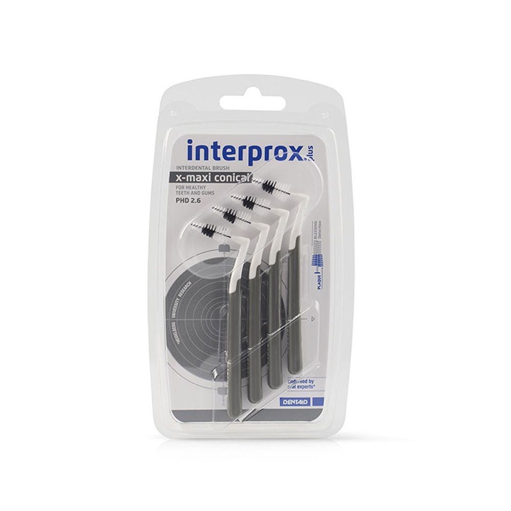 Interprox Plus X-Maxi Conical 4 Scovolini Grigi, Anti-Placca e Anti-Carie per spazi interdentali più grandi (PHD 26)