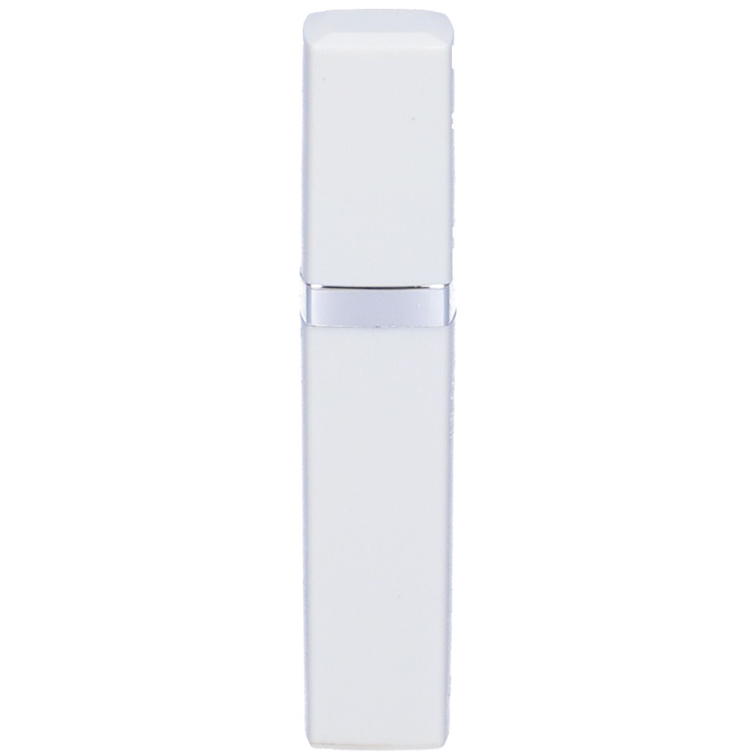Contenitore bianco rettangolare con anello argentato e tappo. Nessun altro dettaglio visibile.