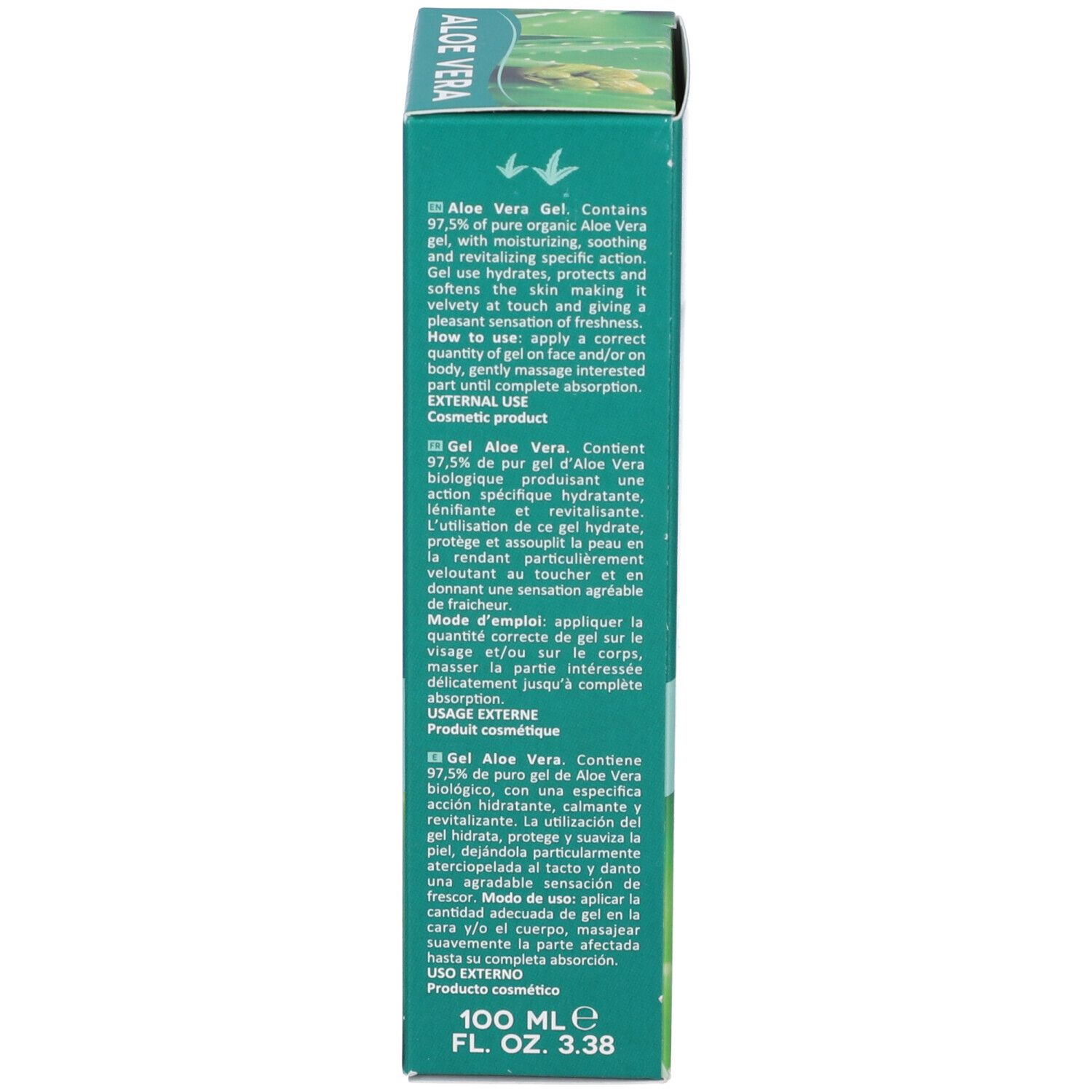 Scatola verde. Testo multilingue. 100 ml. Informazioni produttore.