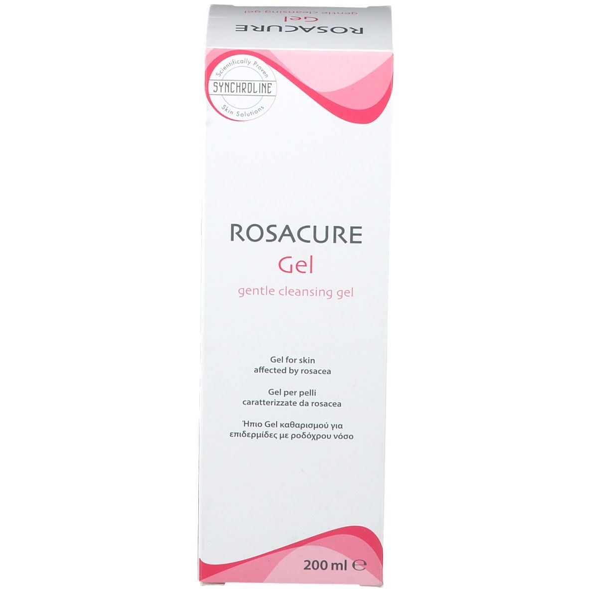 Rosacure Gentle Cleansing Gel, 200ml. Flasche und Faltschachtel mit Produktinformationen.