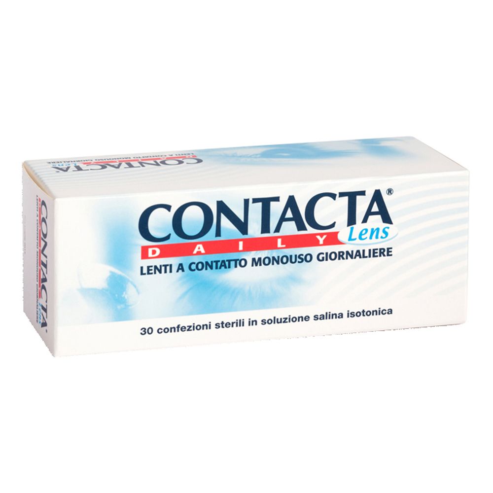 Confezione di lenti a contatto CONTACTA Daily Lens. 30 confezioni sterili in soluzione salina isotonica.