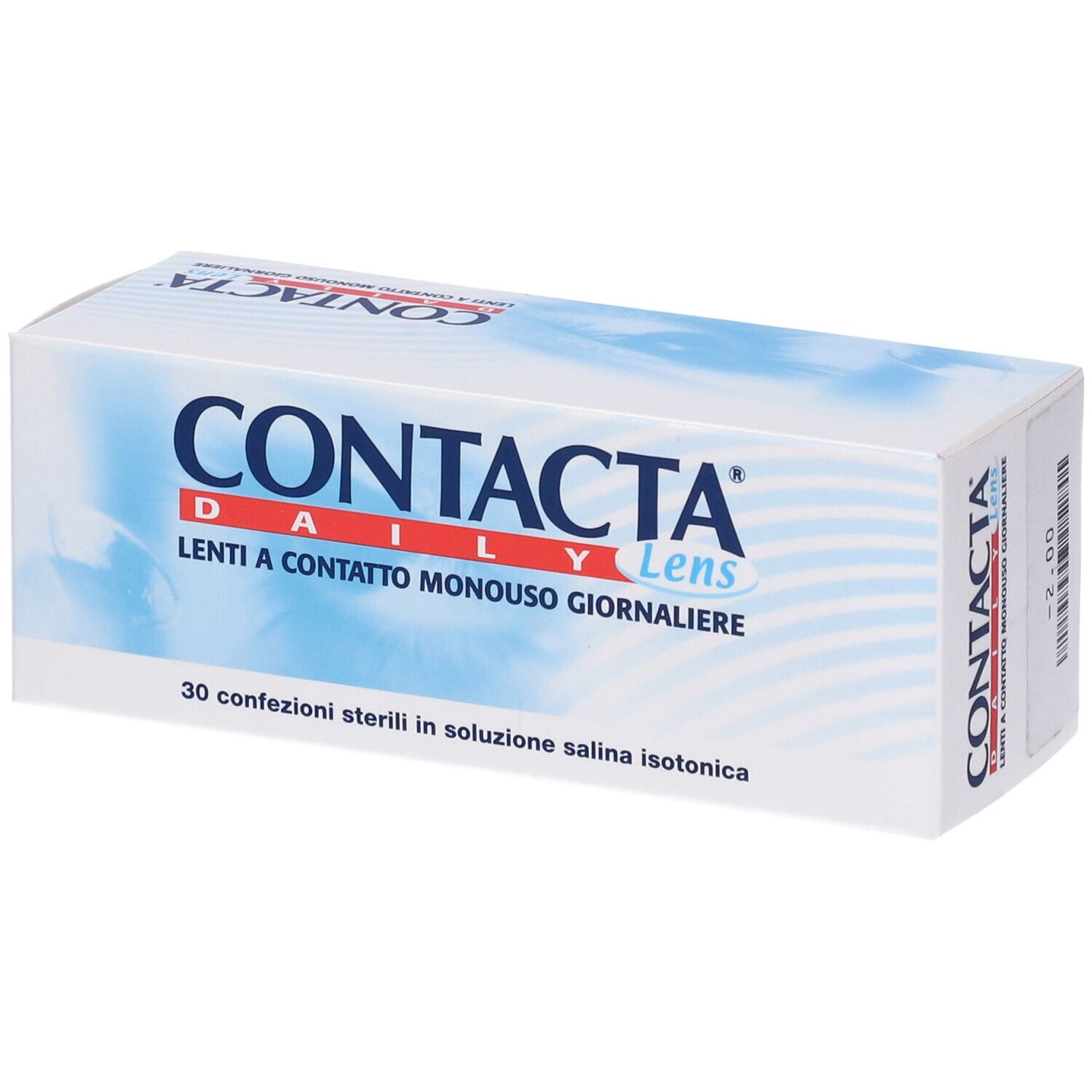 Confezione di lenti a contatto CONTACTA Daily Lens. 30 confezioni sterili in soluzione salina isotonica.