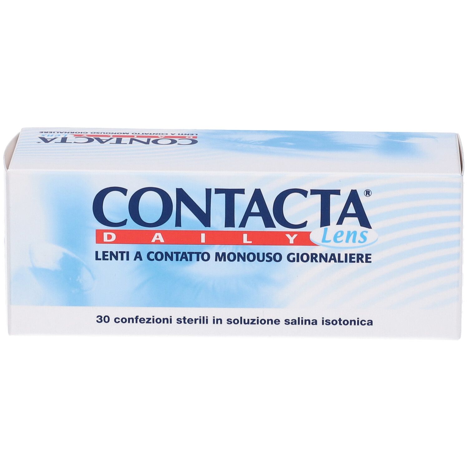 Confezione di lenti a contatto CONTACTA Daily Lens. 30 confezioni sterili in soluzione salina isotonica.