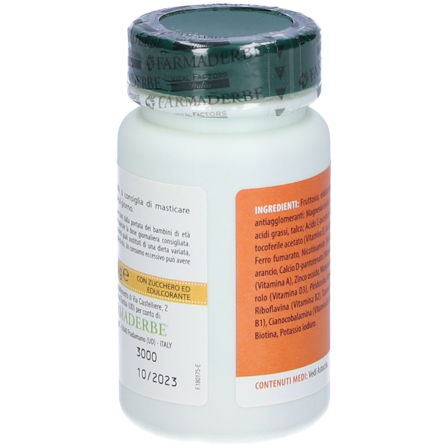 Flacone di compresse. Scritto: Nutra Junior Mineral Vit, 30 compresse. Senza glutine.