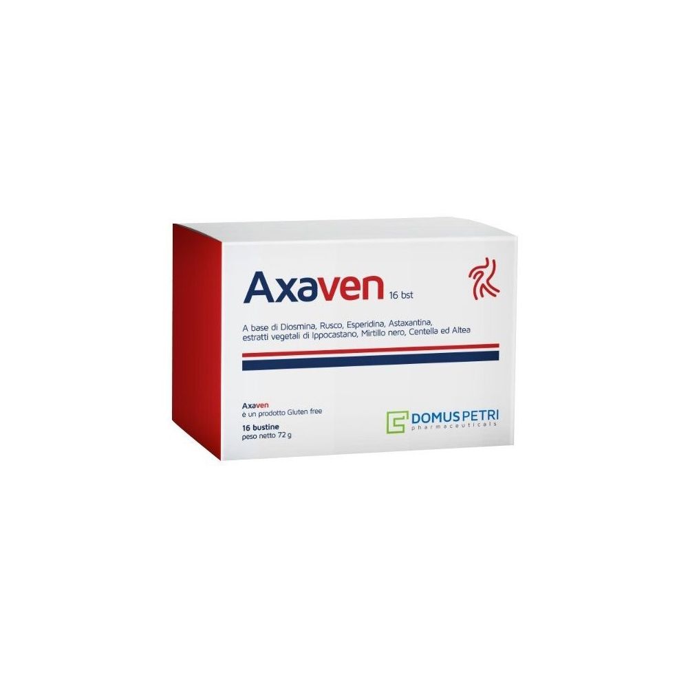 Scatola bianca e rossa. Scritta Axaven 16 bst. Logo e testo in italiano.