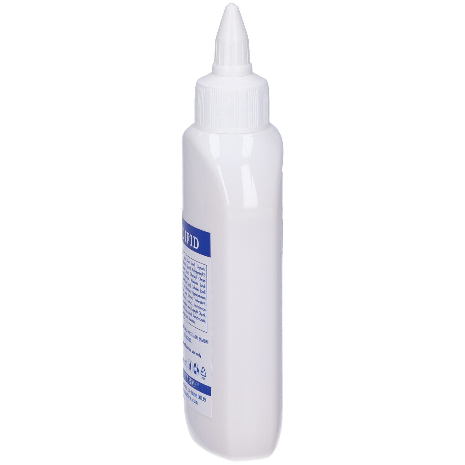 Flacone bianco con applicatore a punta. Scritta 'UDIFID'.