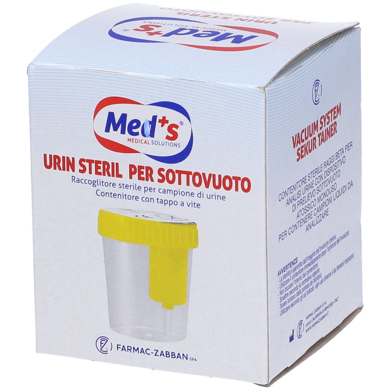 Med's Urin Steril Per Sottovuoto Vakuum-Probenbehälter mit Schraubverschluss.