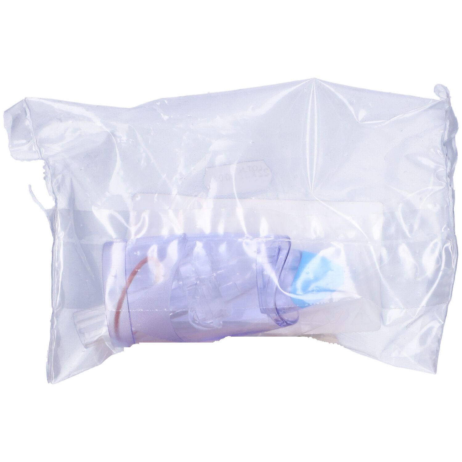 Kit di ricambio in confezione di plastica. Include parti trasparenti, un anello rosso e un accessorio blu.