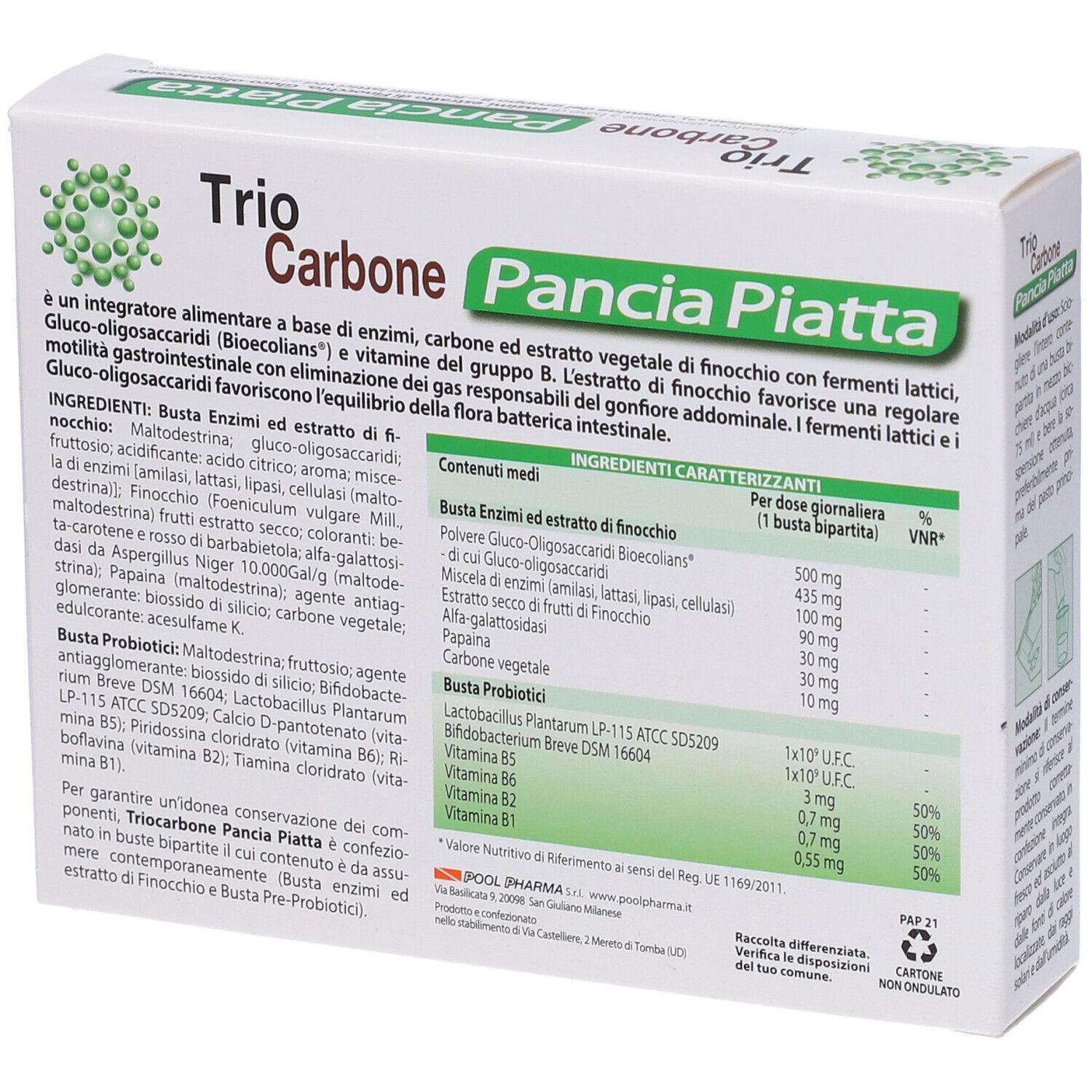 Trio Carbone Pancia Piatta 1 pz Redcare
