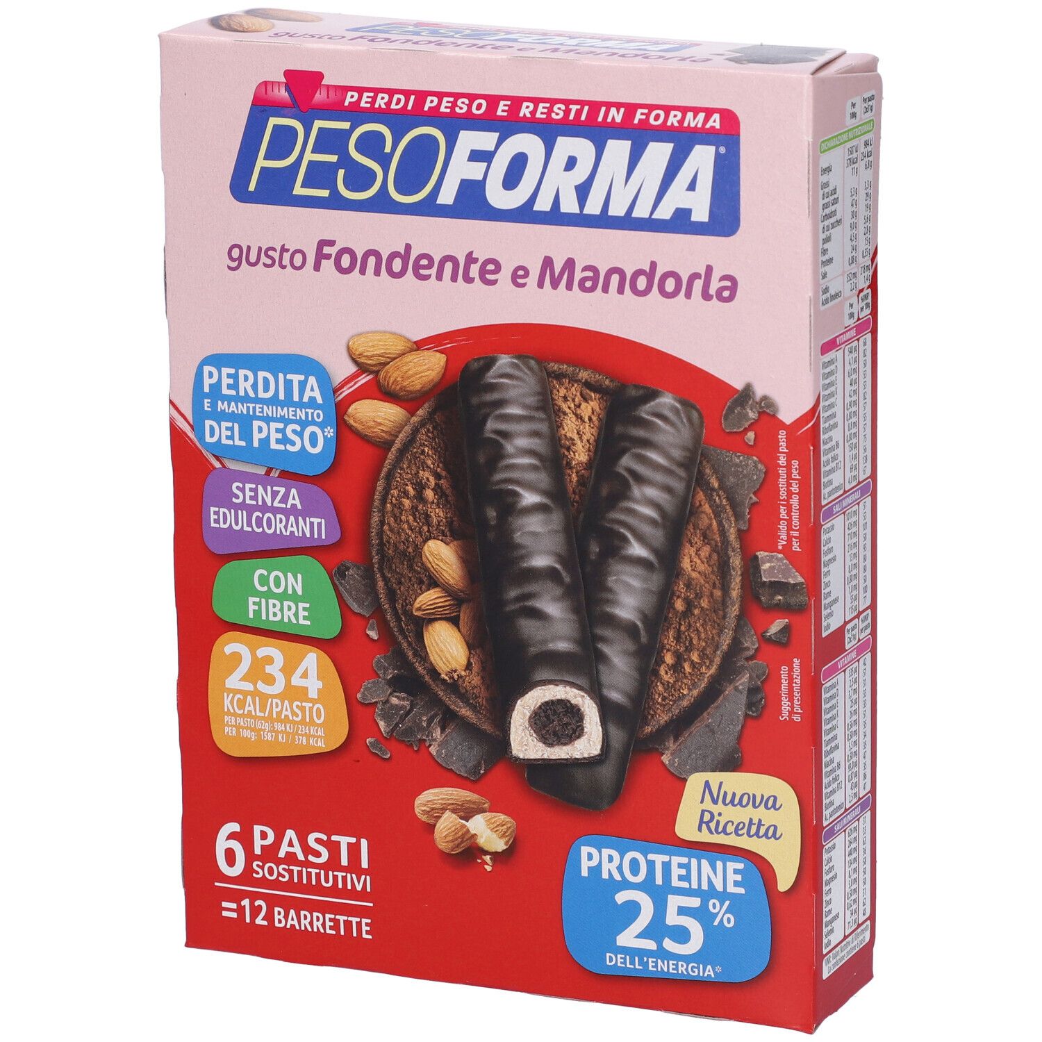 Image of PESOFORMA® Barrette al Cioccolato Fondente e Mandorla