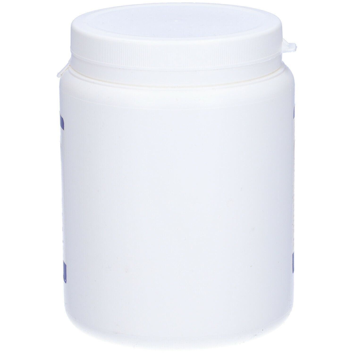 Contenitore bianco con coperchio. Forma cilindrica. Nessun'altra caratteristica visibile.