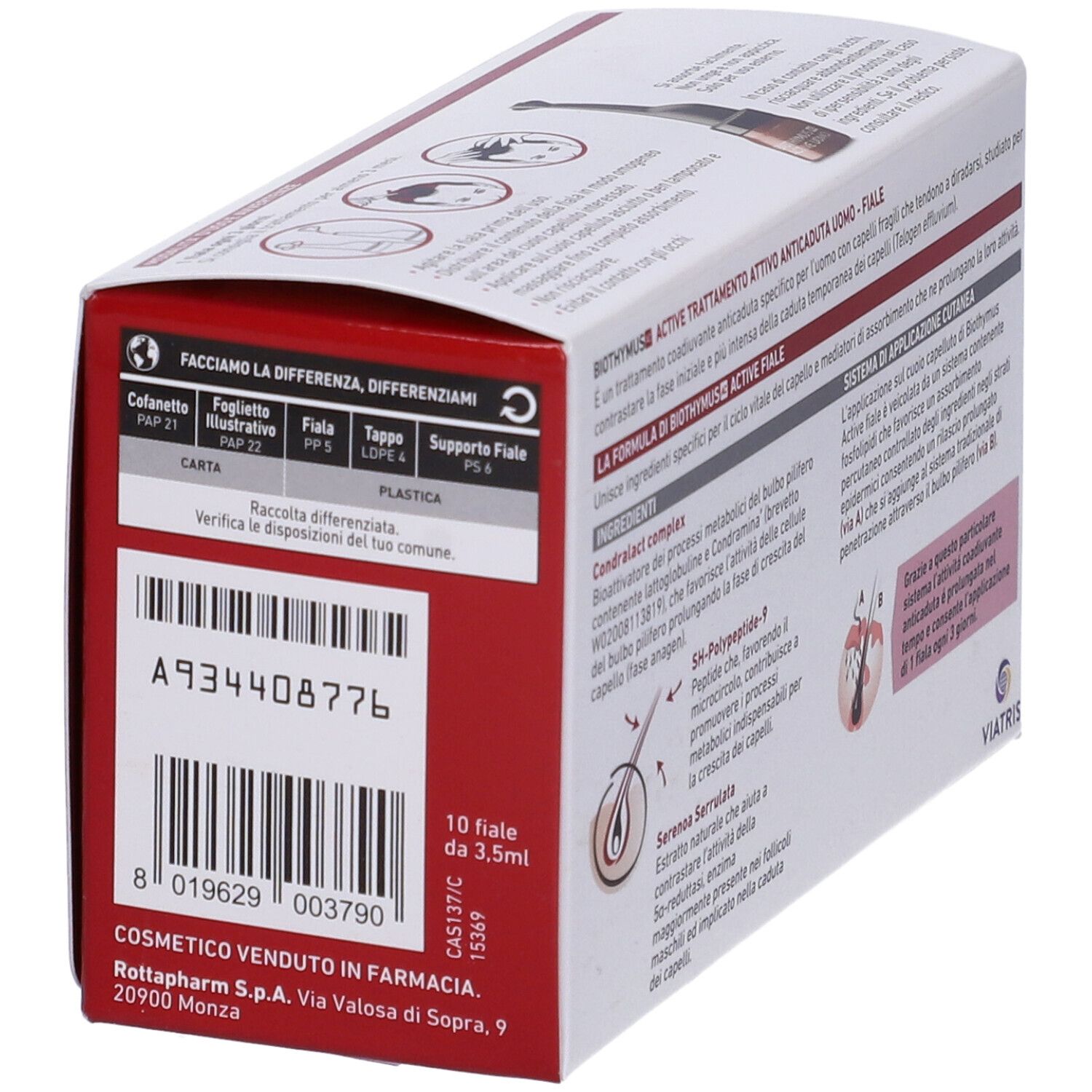 Boîte avec code-barres et détails. Inscription: Biothymus Active. 10 ampoules.