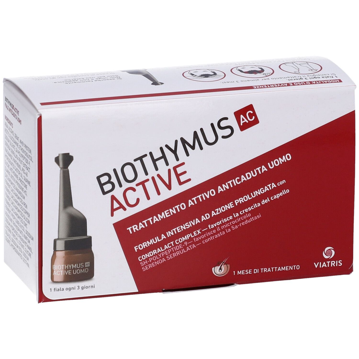 Boîte avec ampoule. Inscription: Biothymus AC Active. 1 mois de traitement.
