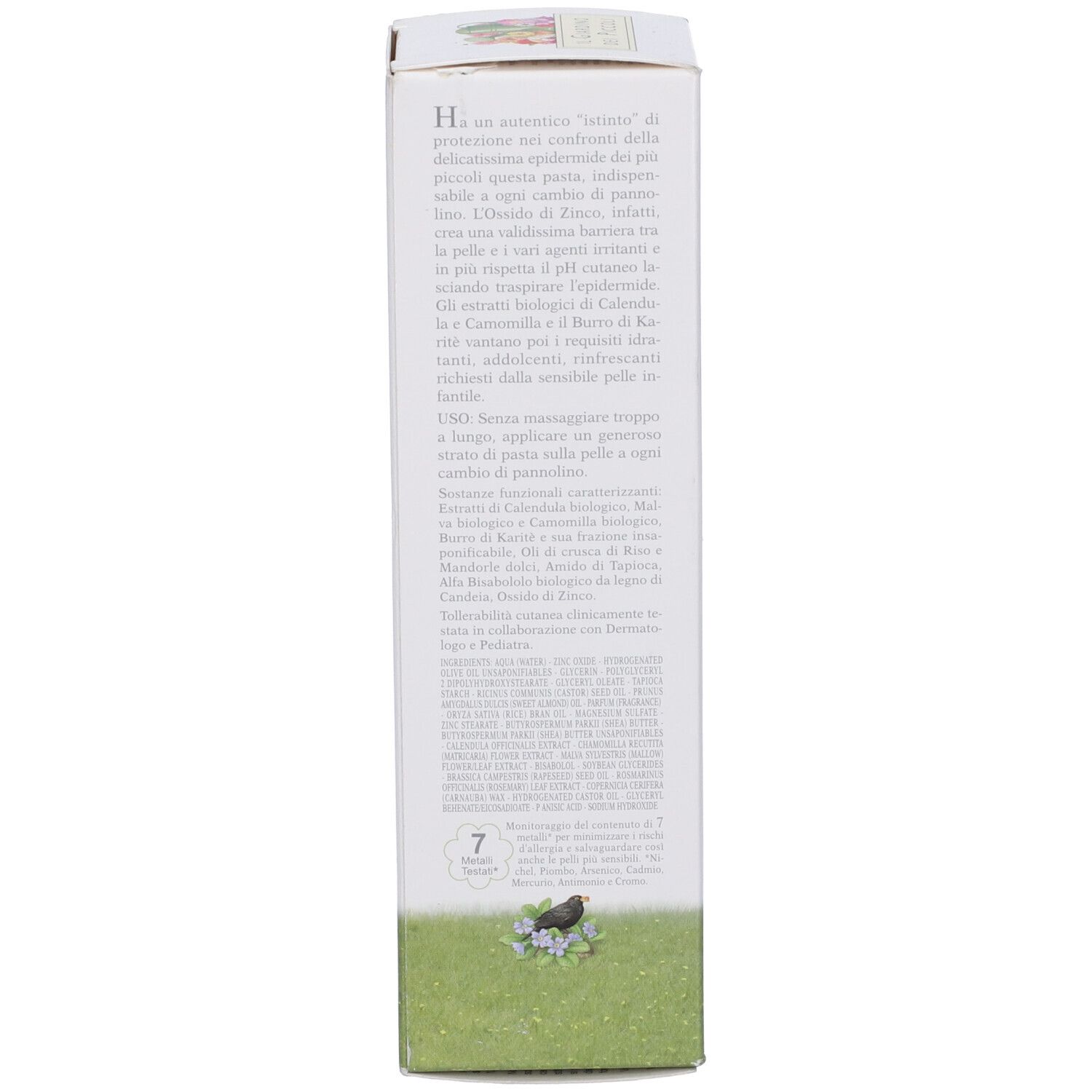 Confezione in cartone. Testo. Ingredienti, istruzioni per l'uso. 100% Made in Italy. 125 ml.
