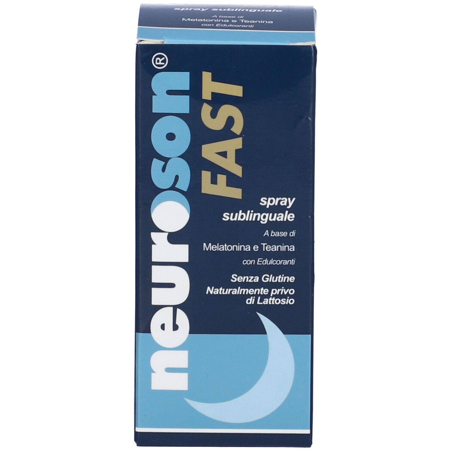 Scatola con scritta "neuroson FAST". Colori blu e bianco.