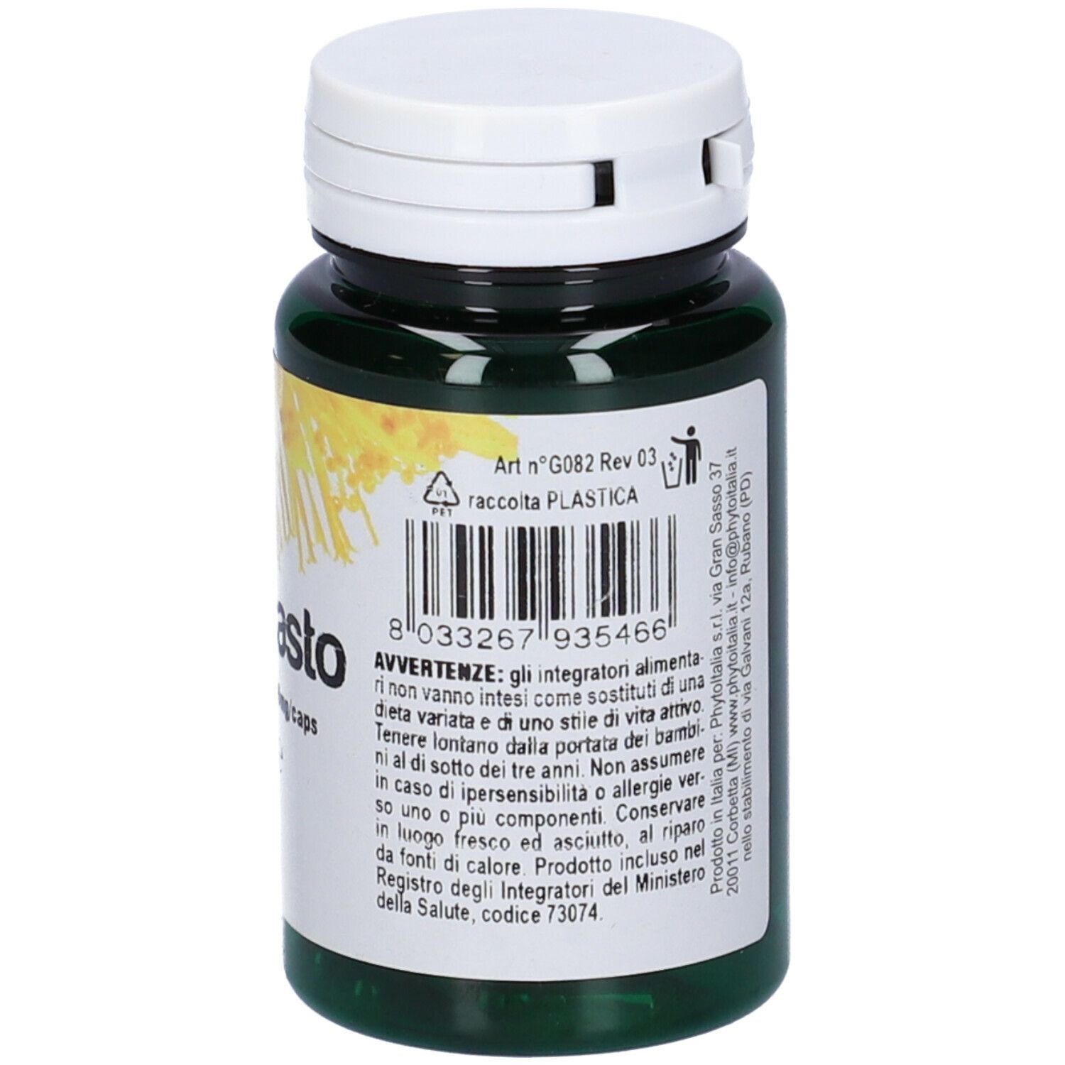 Flacone verde Agnocasto, 60 capsule. Testo sul retro.