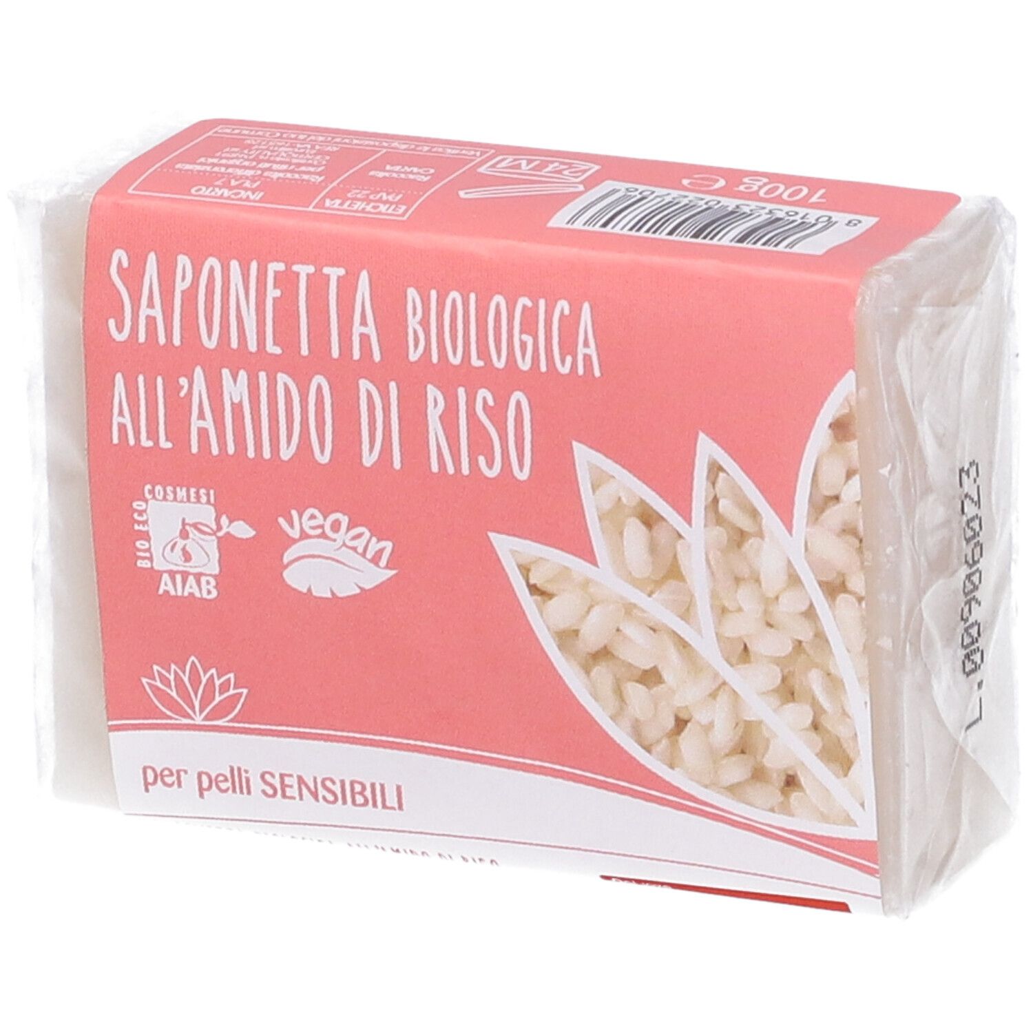 Bio-Seife mit Reisstärke für empfindliche Haut, 100g.