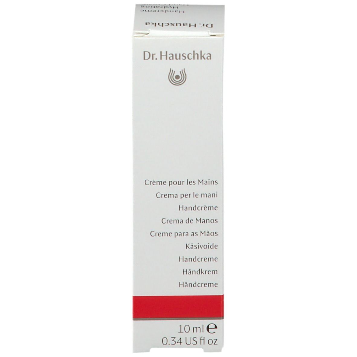 Confezione bianca. Scritta: Crème pour les Mains, Handcreme, 10 ml.
