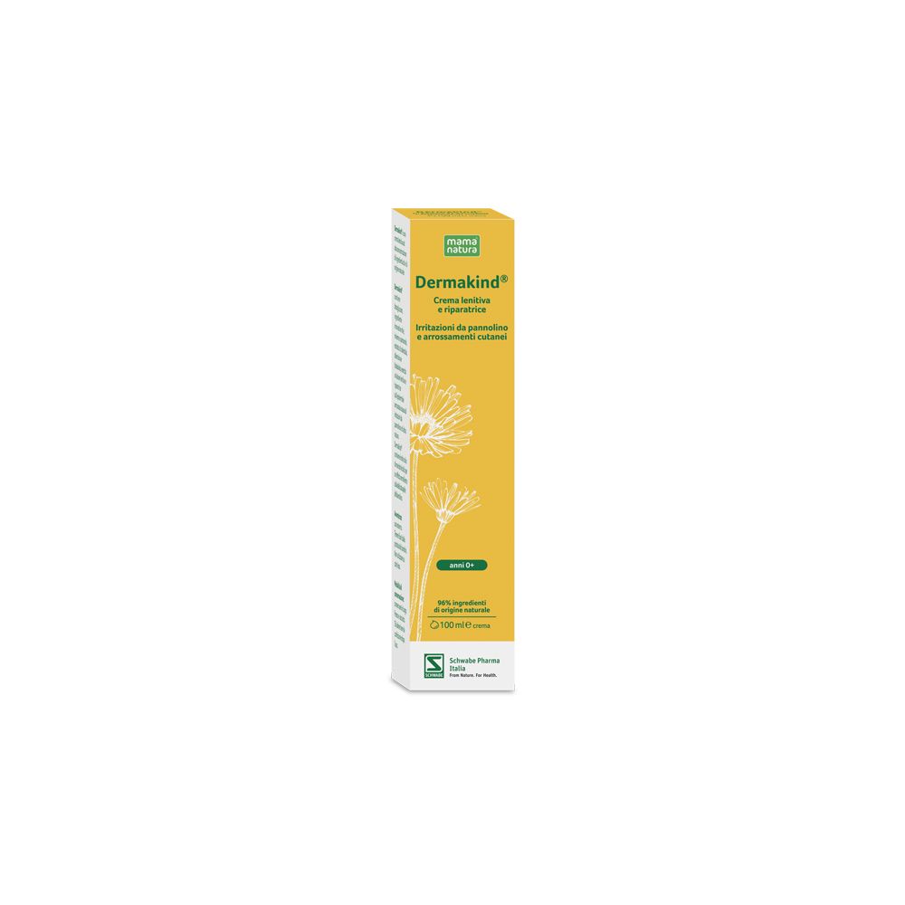 Gelbe Verpackung mit Produktnamen und Logo. Enthält Text in italienischer Sprache und eine Illustration.