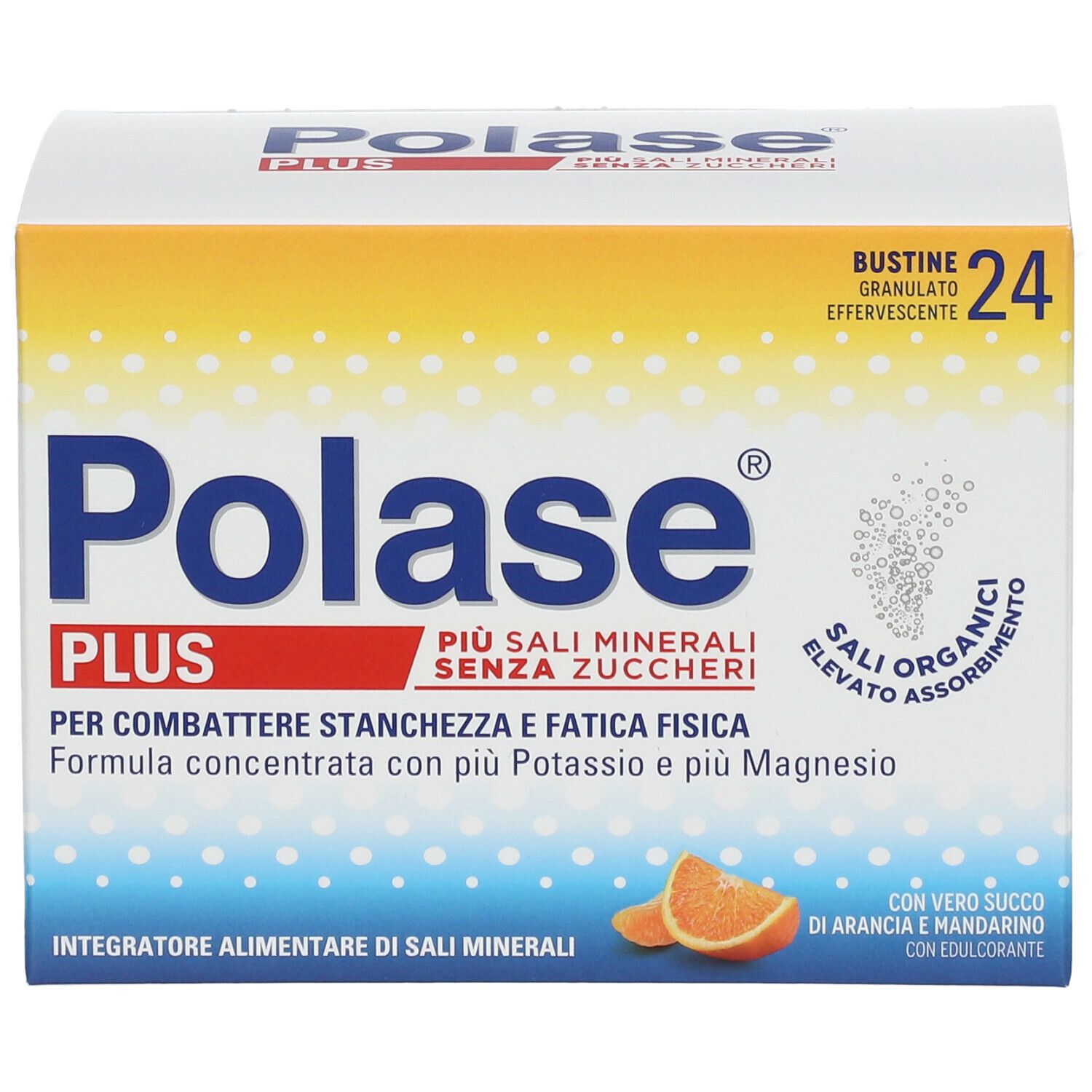 Boîte Polase Plus. 24 sachets. Goût orange et mandarine. Complément alimentaire.