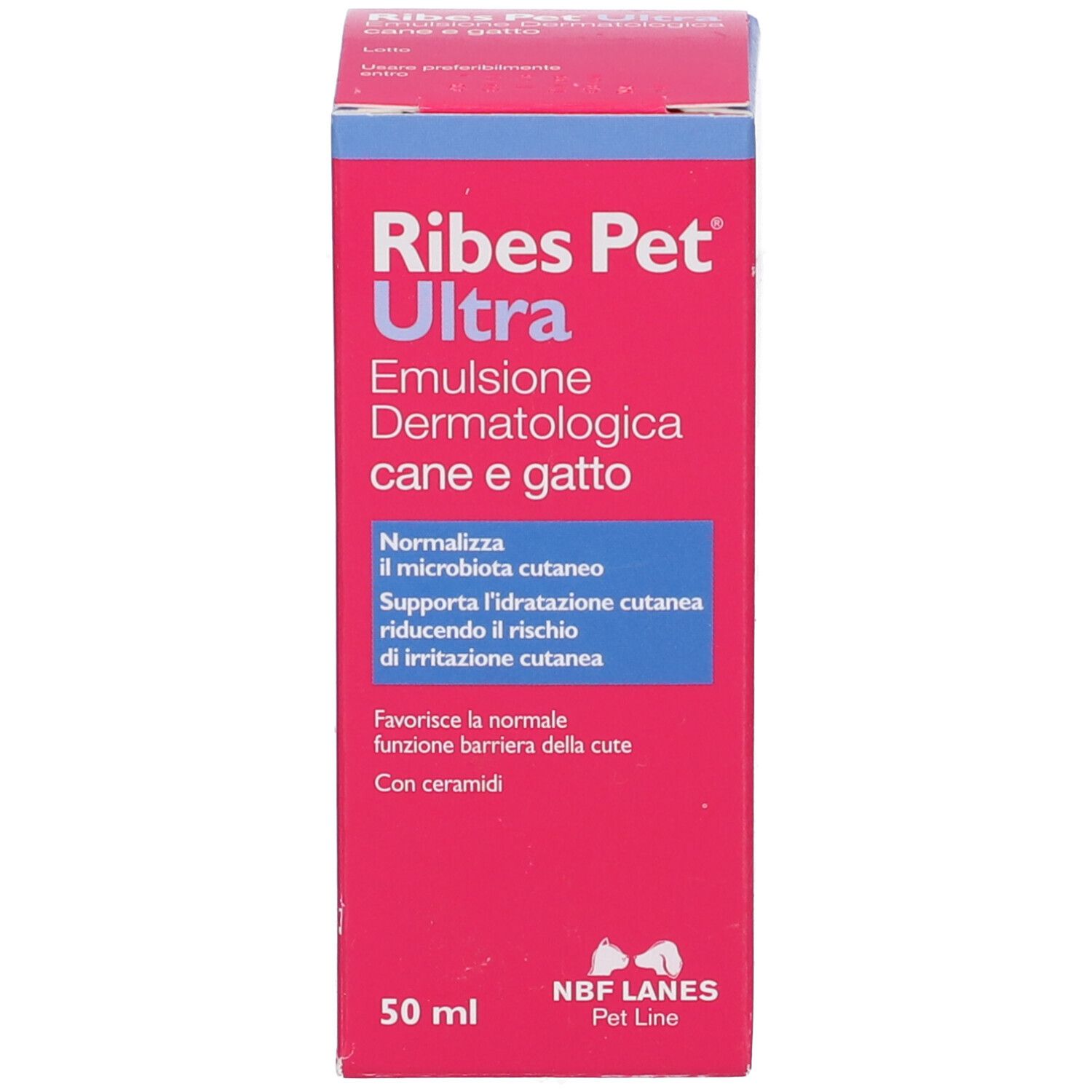 Verpackung von Ribes Pet Ultra Emulsion Dermatologica, 50 ml.
