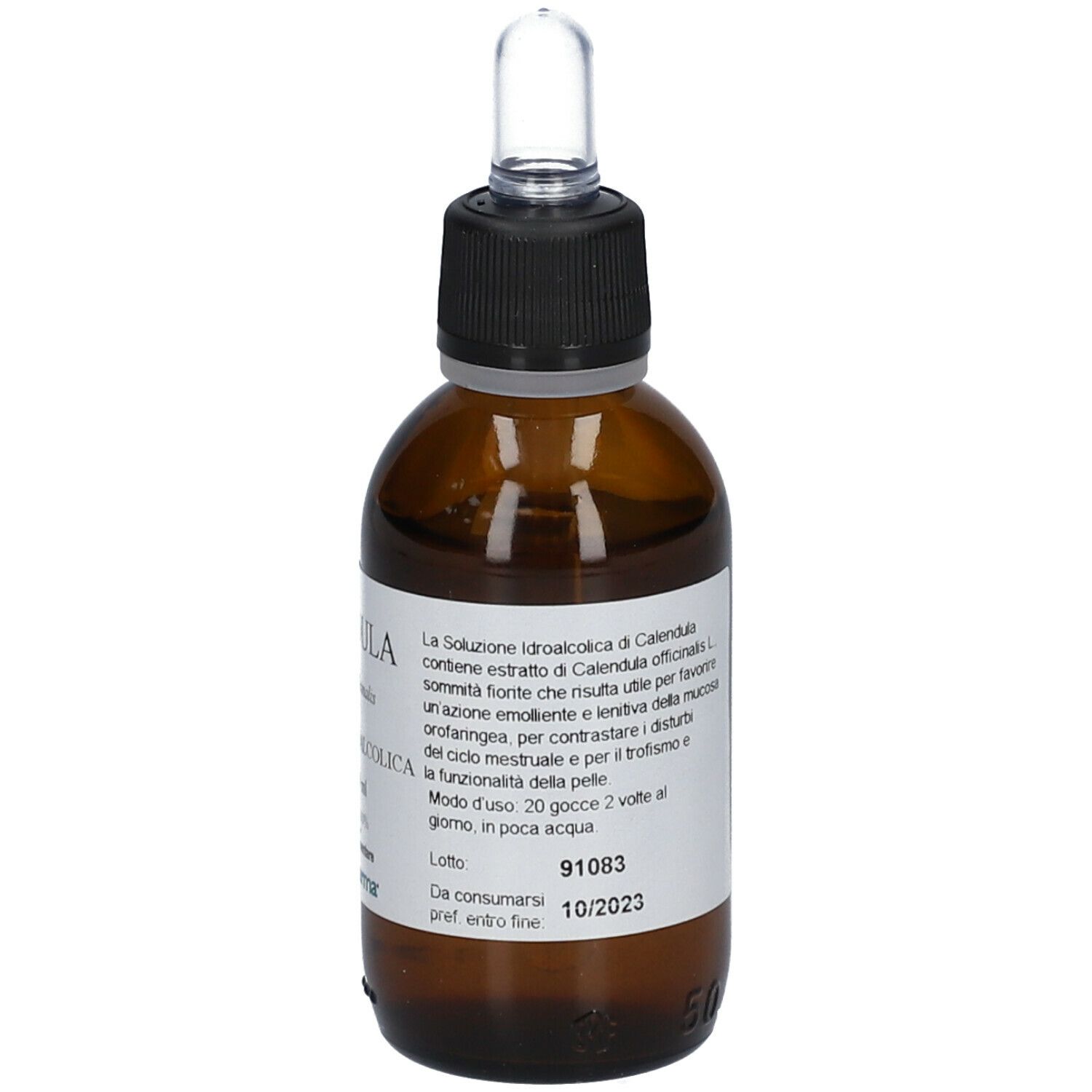 Flacone in vetro marrone con tappo nero e contagocce. Etichetta con istruzioni e marchio PromoPharma®.