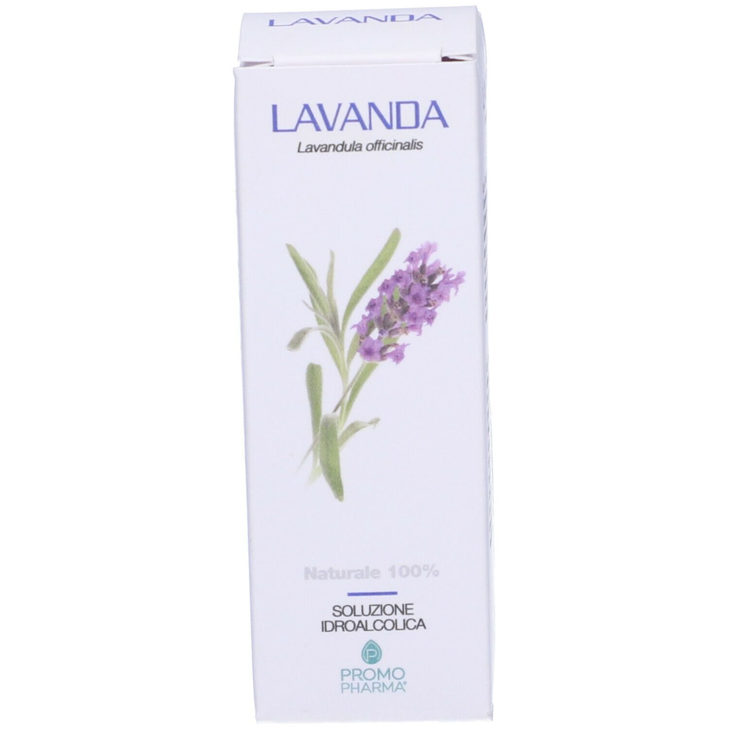Confezione bianca con nome LAVANDA e illustrazione di lavanda.
