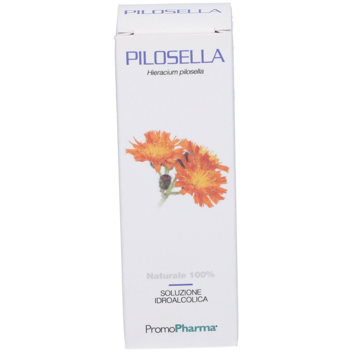 Confezione bianca con nome del prodotto e illustrazione floreale. Marchio PromoPharma.
