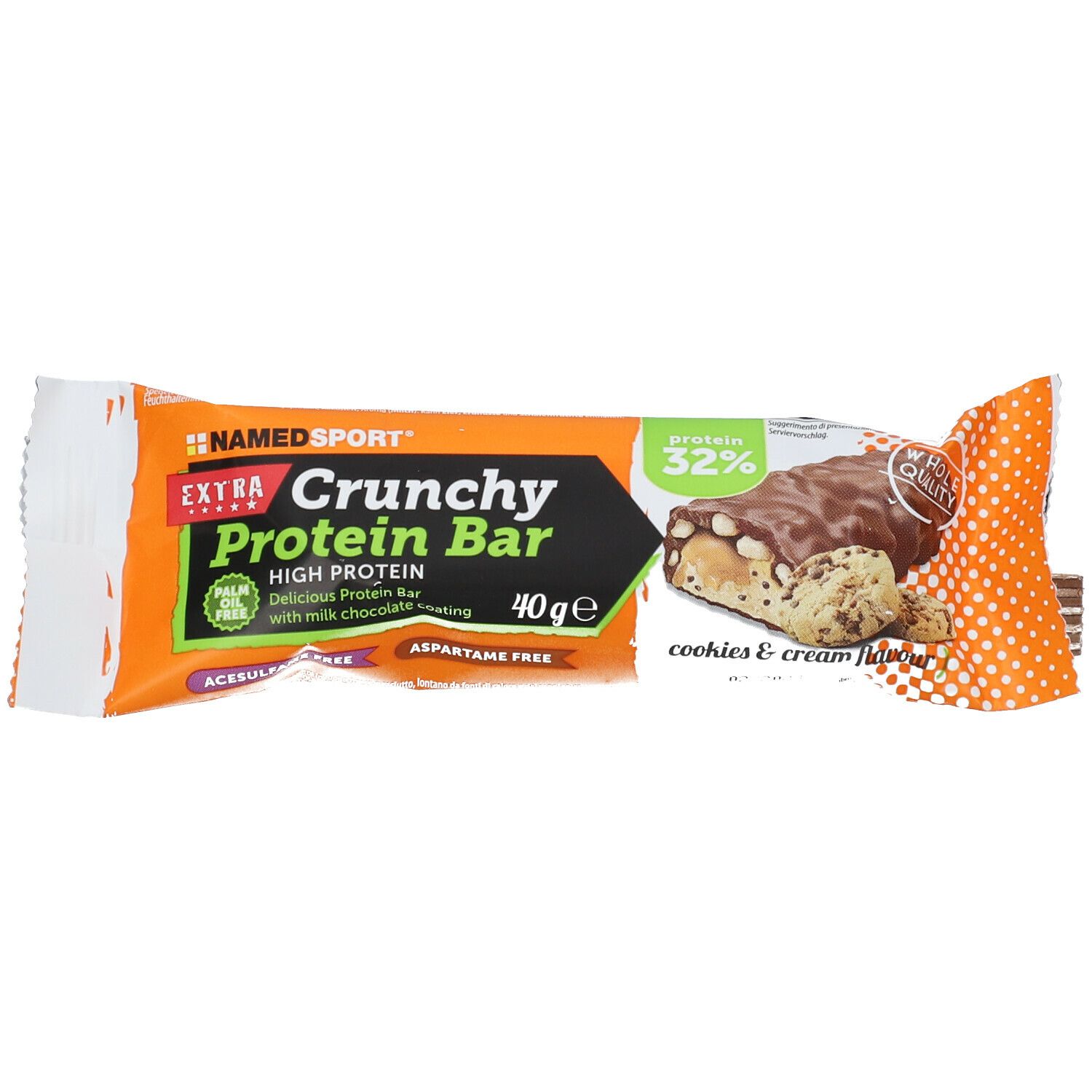 NAMEDSPORT® Crunchy Protein Bar Cookies & Cream 1 pz Barretta