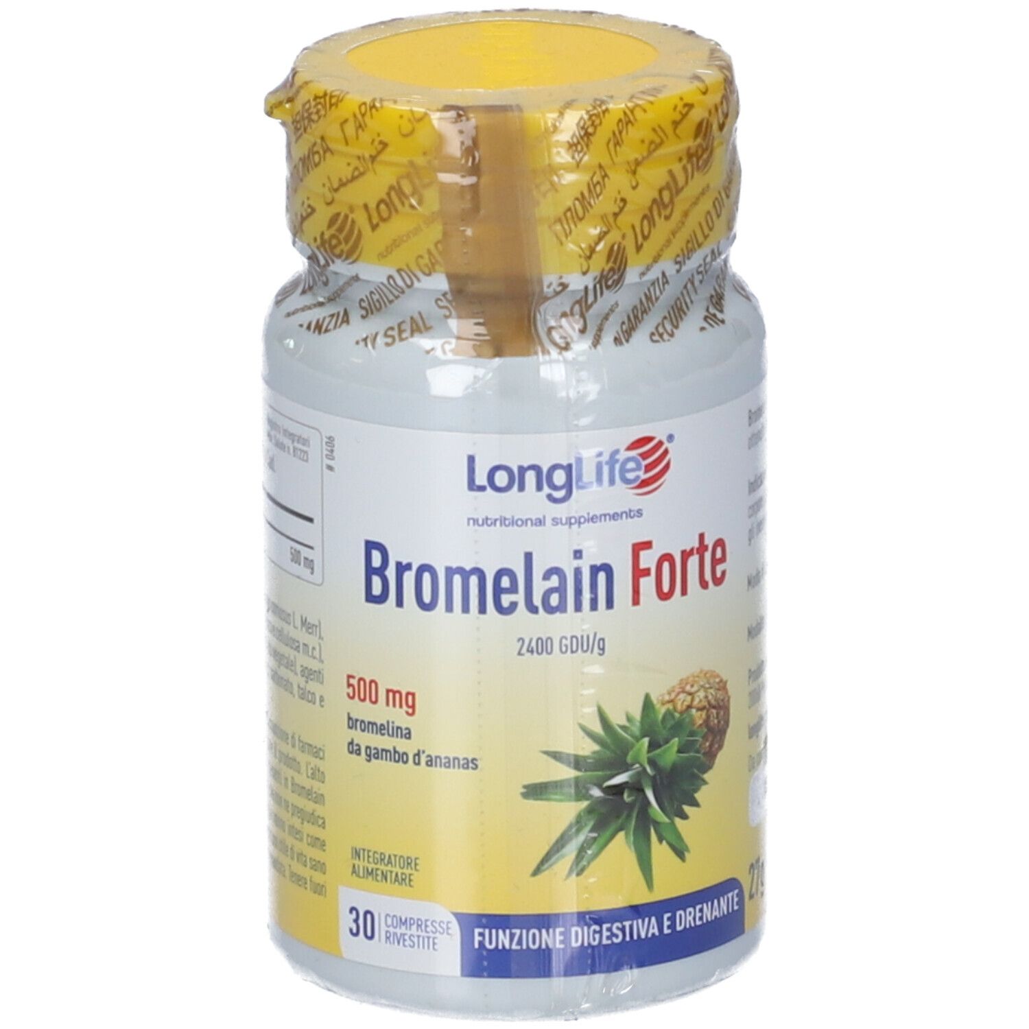 Bromelain Forte Integratore Drenante 30 Compresse - Longlife - Immagine 3