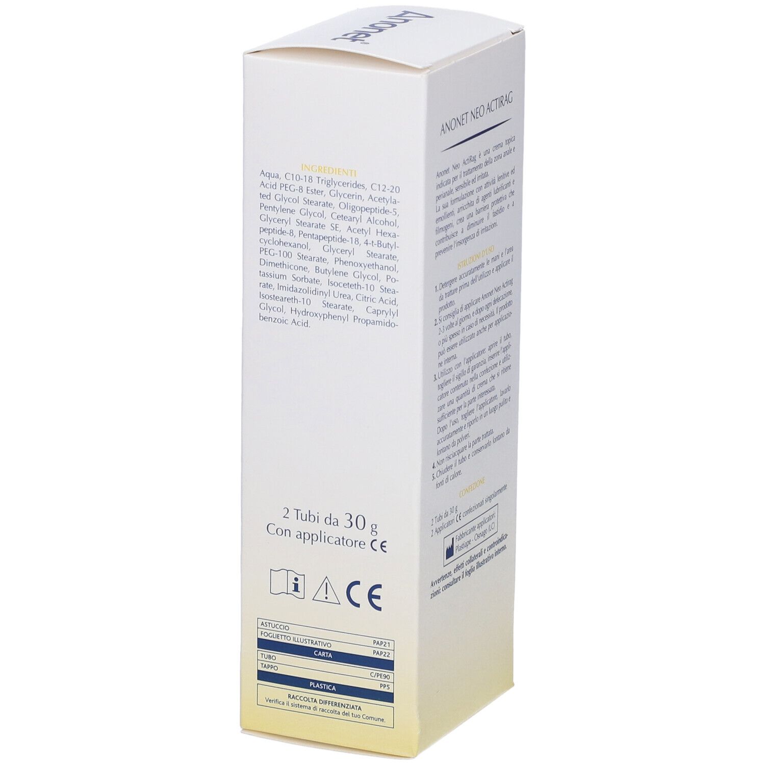Verpackung für Anonet Neo Actirag, schützendes Hilfsmittel für die Analzone.