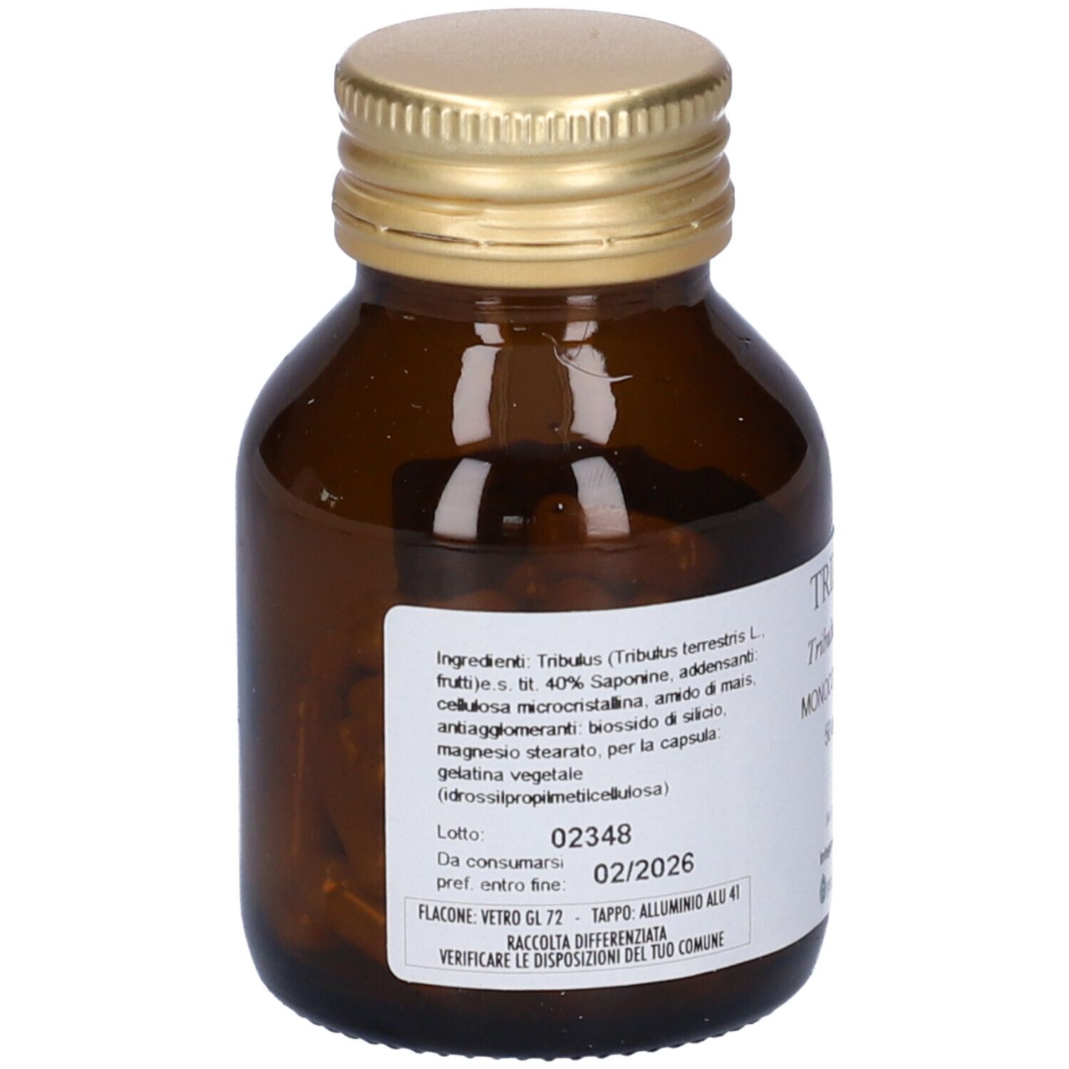 Flacone vetro marrone con tappo dorato. Etichetta con ingredienti e data scadenza. Marchio PromoPharma®.