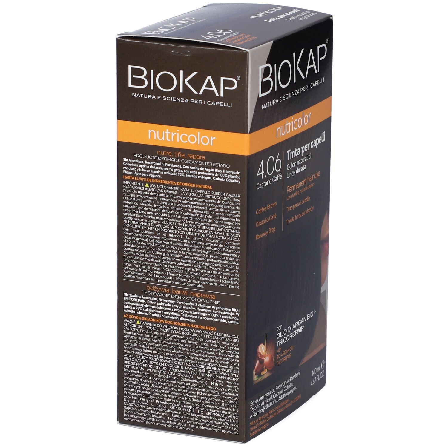 Biokap Nutricolor 4.06 Dunkelblond Haarfarbe.