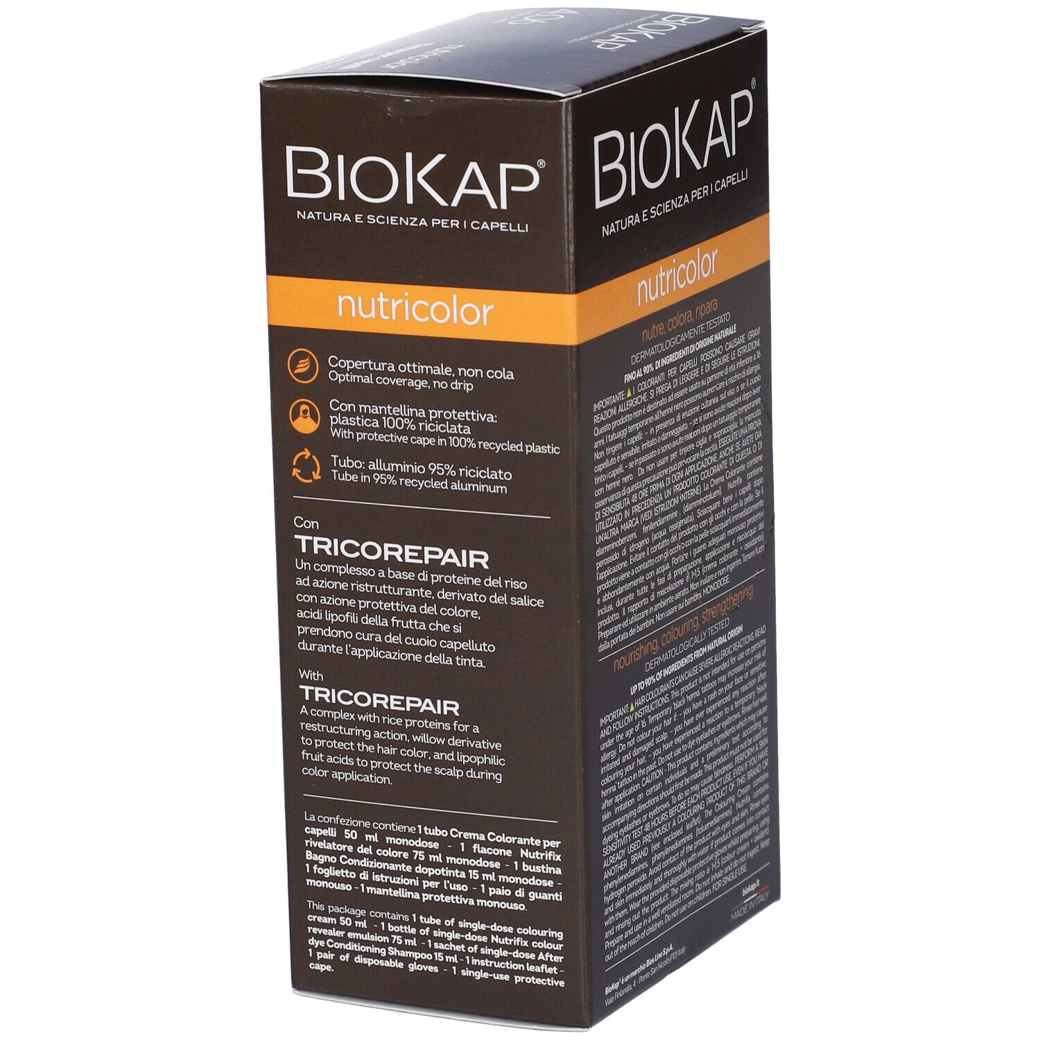 Biokap Nutricolor Box mit Haarfärbemittel, 50 ml Creme und 75 ml Milch.