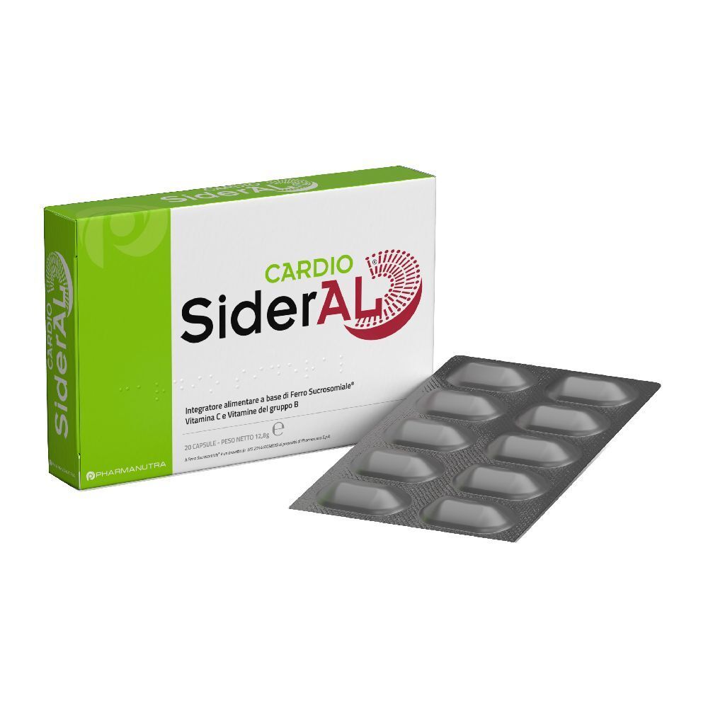 Scatola e blister di capsule. Sulla scatola è scritto "Cardio SiderAL".