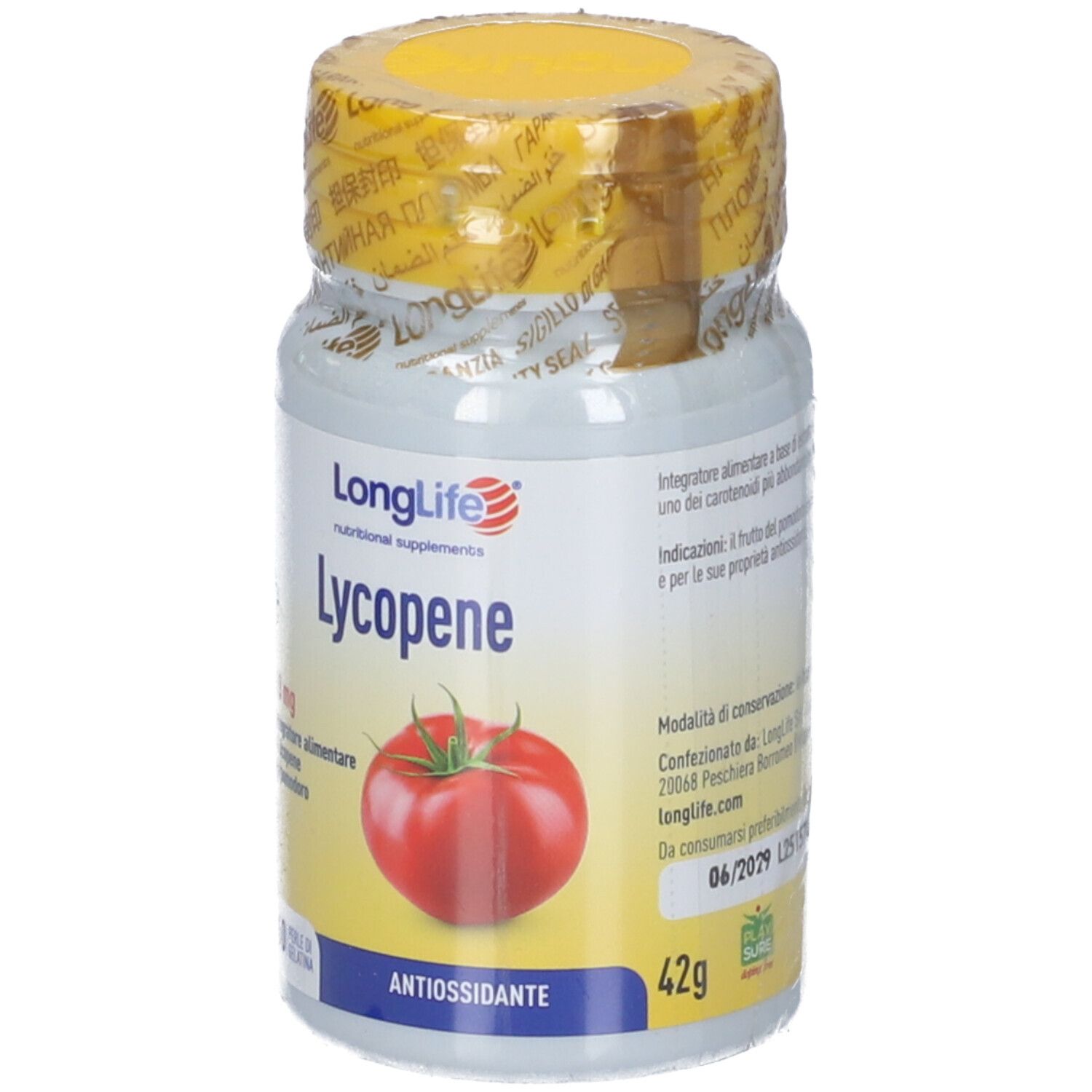 LongLife Lycopene Perle Kapseldose, 42g, 60 Stück, 10mg Lycopin.