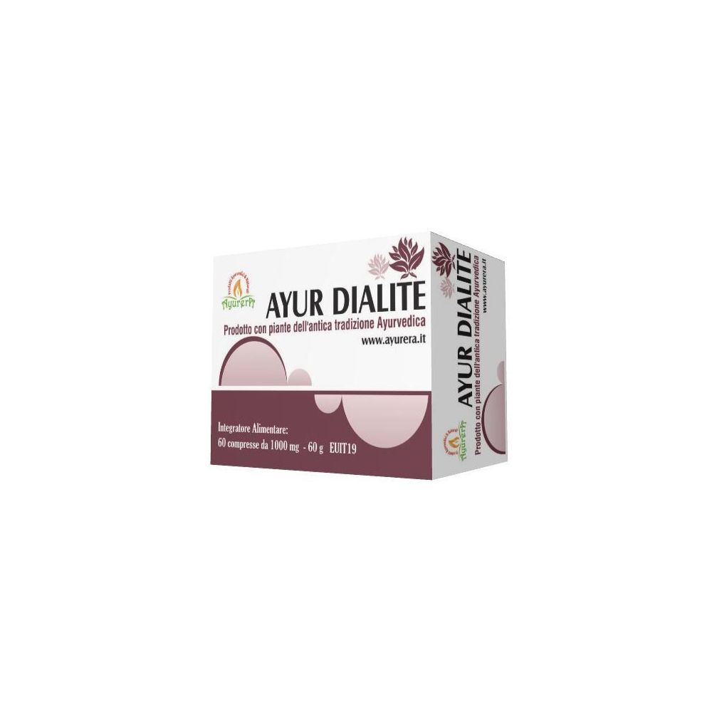 Scatola Ayur Dialite. Contiene 60 compresse. Prodotto della tradizione ayurvedica.