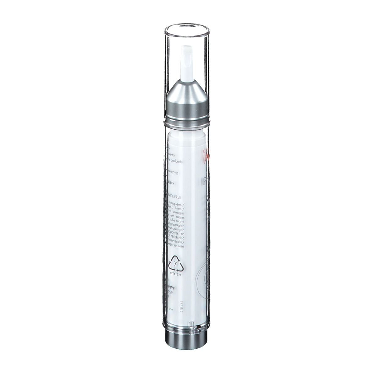 Avène PhysioLift Falten Filler. Weiße Tube mit silberner Spitze und Kappe. Produktname und Text aufgedruckt. 15ml.