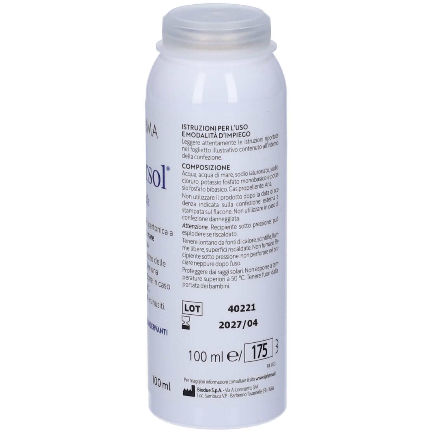 Retro flacone bianco con testo. Informazioni sulla composizione e l'uso.