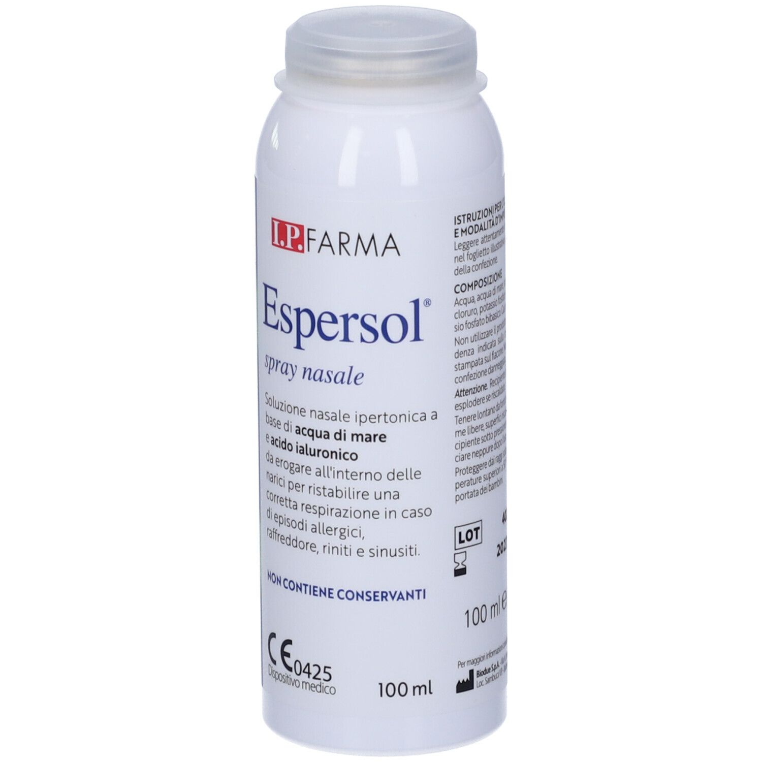 Flacone bianco spray nasale Espersol, I.P. Farma. Dispositivo medico CE0425.