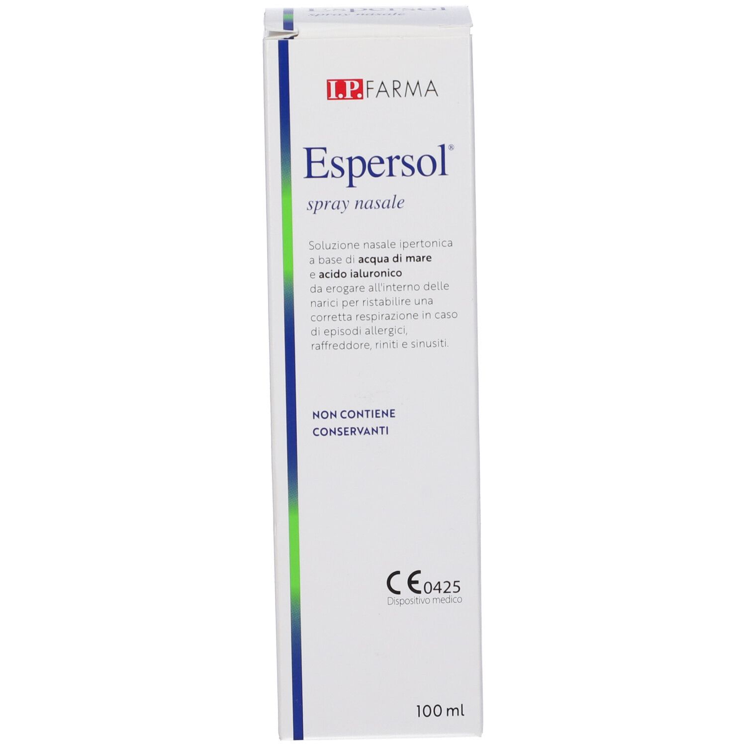 Confezione del prodotto. Scritta: Espersol, I.P. Farma. Dispositivo medico CE0425.