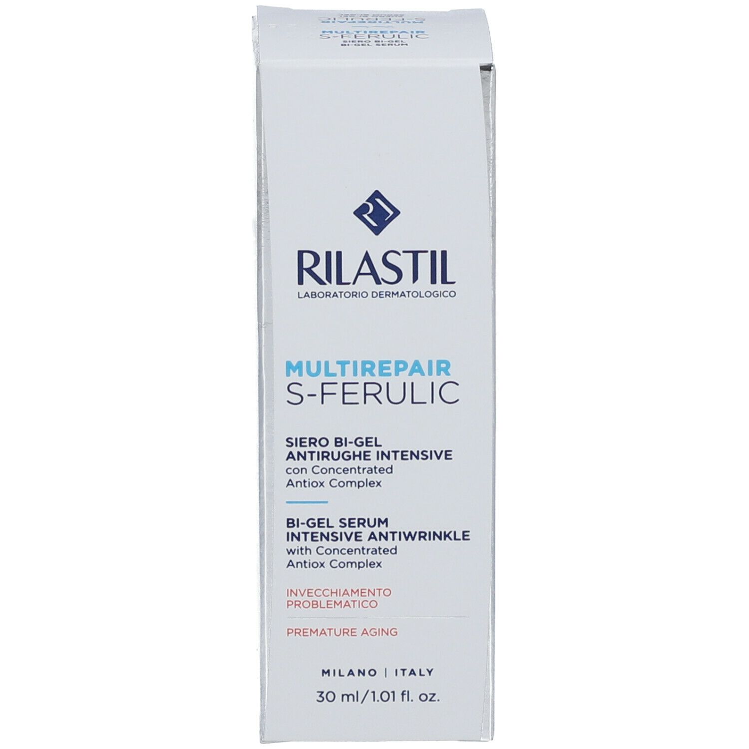 RILASTIL® Multireparatur S-Fertilisch. Confezione. Nome e logo visibili. Testo: Siero anti-rughe.