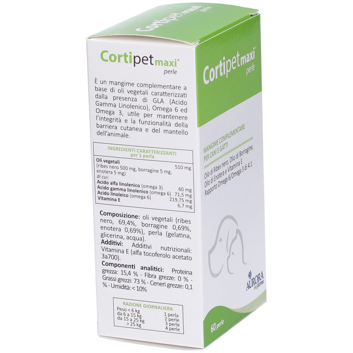 Cortipet maxi perle: Ergänzungsfuttermittel für Hunde und Katzen. Zutaten und Zusammensetzung.