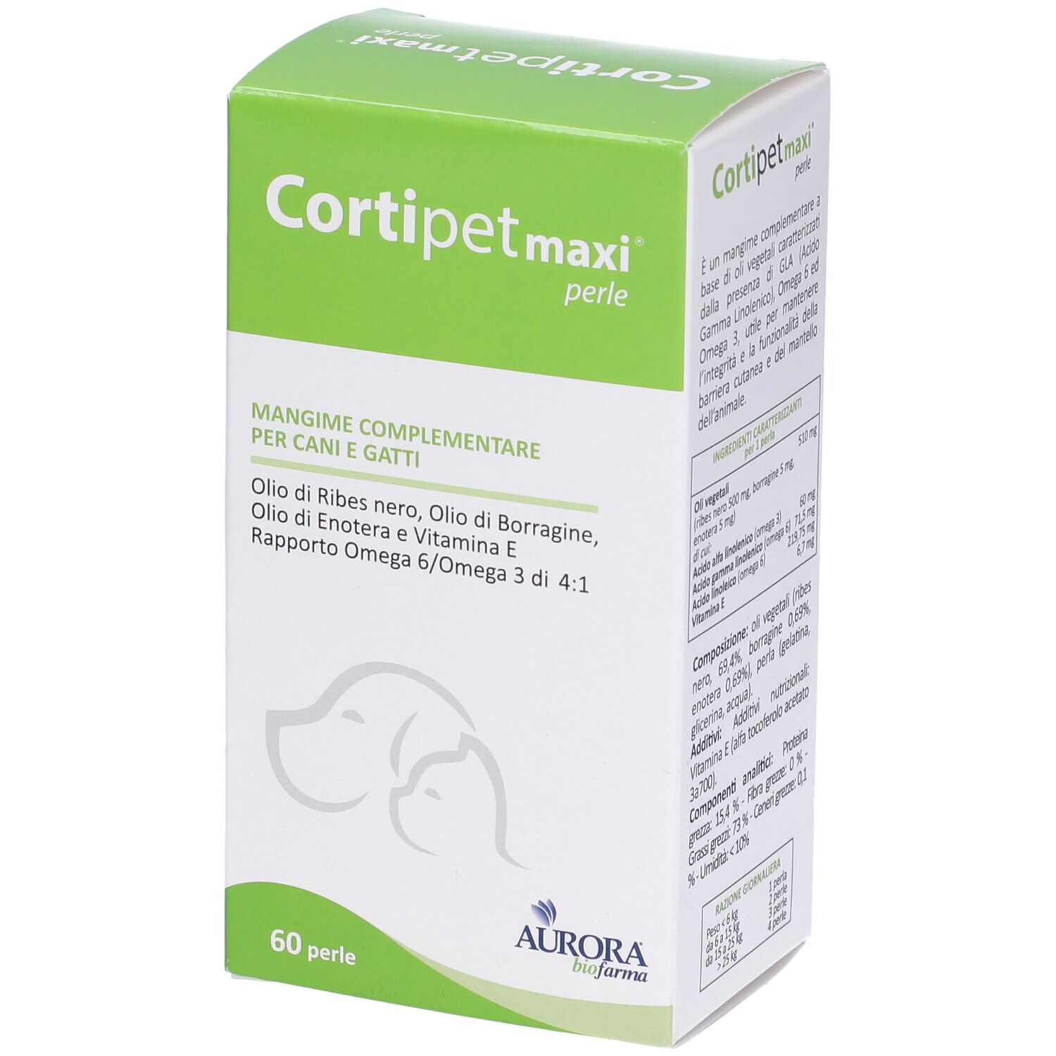 Cortipet maxi perle: Ergänzungsfuttermittel für Hunde und Katzen. 60 Perlen.